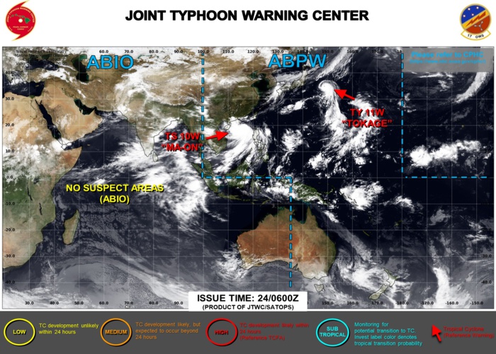 JTWC IS ISSUING 6HOURLY WARNINGS ON 10W AND 11W. 3HOURLY SATELLITE BULLETINS ARE ISSUED ON BOTH SYSTEMS. JTWC IS ISSUING 6HOURLY WARNINGS ON 10W AND 11W. 3HOURLY SATELLITE BULLETINS ARE ISSUED ON BOTH SYSTEMS.