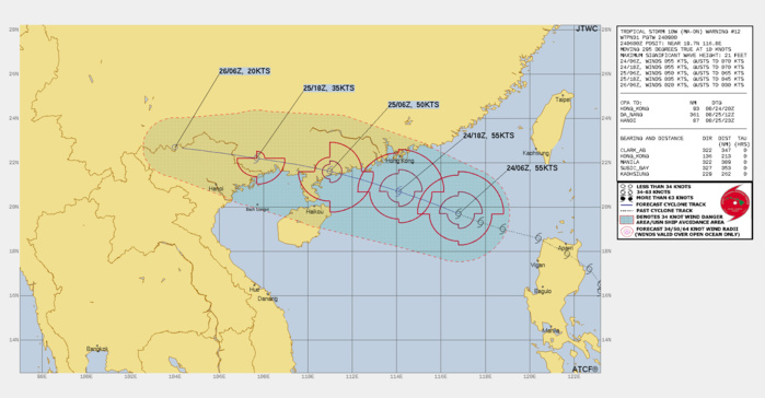 FORECAST REASONING.  SIGNIFICANT FORECAST CHANGES: THERE ARE NO SIGNIFICANT CHANGES TO THE FORECAST FROM THE PREVIOUS WARNING.  FORECAST DISCUSSION: TS 10W IS FORECAST TO TRACK GENERALLY WEST-NORTHWESTWARD THROUGH THE FORECAST PERIOD WITH LANDFALL EXPECTED NEAR TAU 24. TS 10W WILL GRADUALLY WEAKEN OVER THE NEXT DAY AS IT TRACKS UNDER HIGH NORTHEASTERLY VERTICAL WIND SHEAR. AFTER TAU 24, THE SYSTEM WILL RAPIDLY DISSIPATE AS IT TRACKS INLAND. FORECAST REASONING.  SIGNIFICANT FORECAST CHANGES: THERE ARE NO SIGNIFICANT CHANGES TO THE FORECAST FROM THE PREVIOUS WARNING.  FORECAST DISCUSSION: TS 10W IS FORECAST TO TRACK GENERALLY WEST-NORTHWESTWARD THROUGH THE FORECAST PERIOD WITH LANDFALL EXPECTED NEAR TAU 24. TS 10W WILL GRADUALLY WEAKEN OVER THE NEXT DAY AS IT TRACKS UNDER HIGH NORTHEASTERLY VERTICAL WIND SHEAR. AFTER TAU 24, THE SYSTEM WILL RAPIDLY DISSIPATE AS IT TRACKS INLAND.