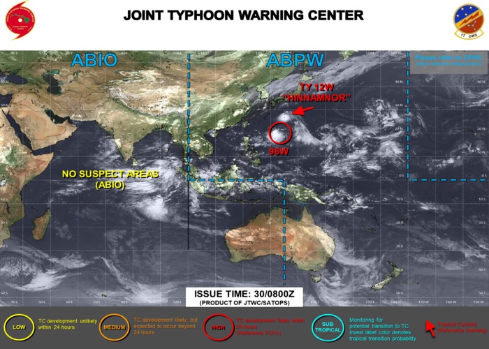 JTWC IS ISSUING 6HOURLY WARNINGS AND 3HOURLY SATELLITE BULLETINS ON TY 12W. 3HOURLY SATELLITE BULLETINS ARE ISSUED ON INVEST 98W.