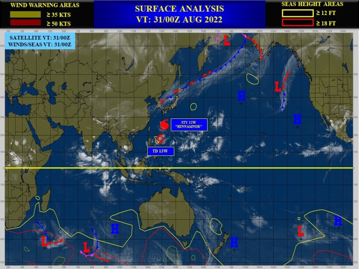 12W(HINNAMNOR) peaked at CAT 5: slow-mover next 96h//TD 13W: translating along the periphery of 12W//Invests 92E & 91L//3109utc