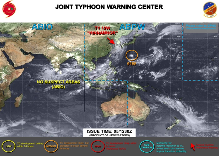 JTWC IS ISSUING 6HOURLY WARNINGS ON TY 12W AND 3HOURLY SATELLITE BULLETINS ON 12W AND INVEST 91W .