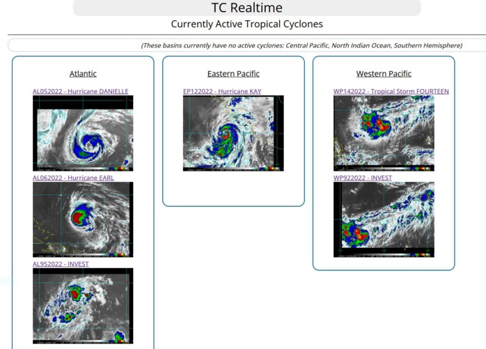 14W forecast to reach Typhoon intensity before 48h//HU 12E(KAY)//HU 05L(DANIELLE)//HU 06L(EARL)//Invest 90B, 07/06utc 14W forecast to reach Typhoon intensity before 48h//HU 12E(KAY)//HU 05L(DANIELLE)//HU 06L(EARL)//Invest 90B, 07/06utc