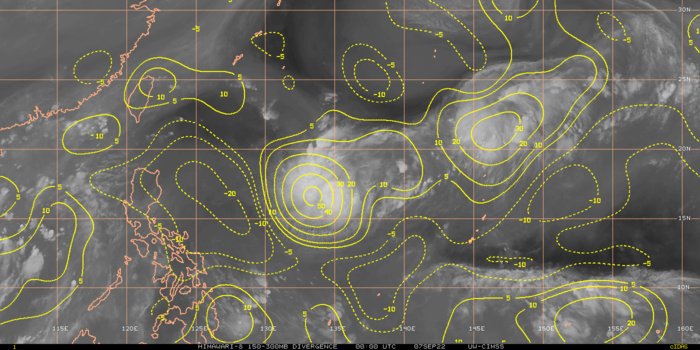 OUTFLOW: STRONG EQUATORWARD OUTFLOW: STRONG EQUATORWARD