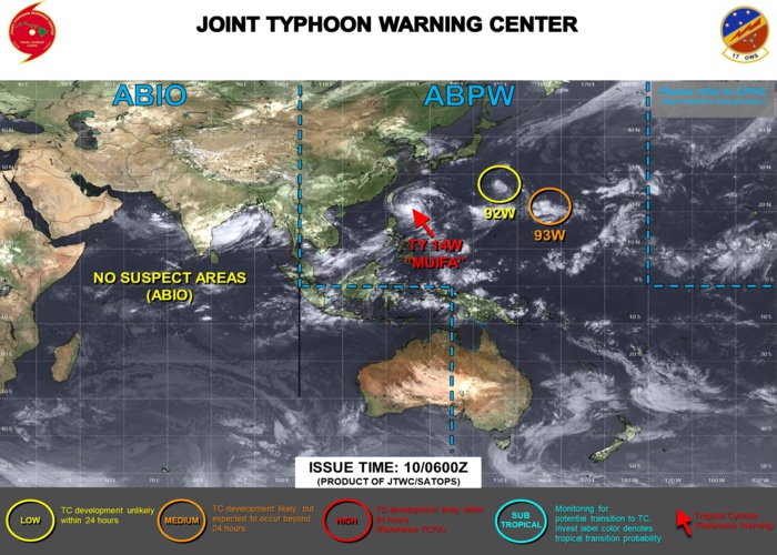 JTWC IS ISSUING 6HOURLY WARNINGS AND 3HOURLY SATELLITE BULLETINS ON 14W(MUIFA).