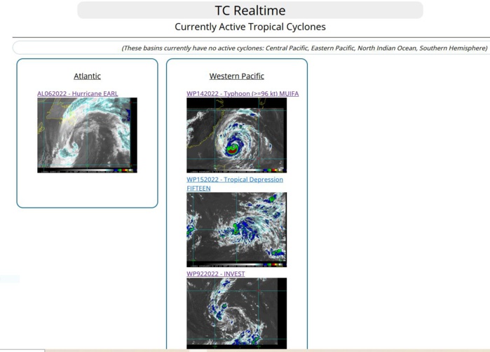 Typhoon 14W(MUIFA): RI:+40kts over 24h//TD 15W forecast to reach Typhoon level by 48h//06L(EARL): ET//1103utc