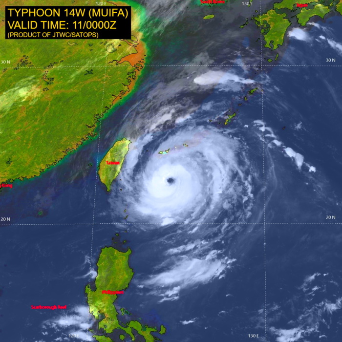 Typhoon 14W(MUIFA): RI:+40kts over 24h//TD 15W forecast to reach Typhoon level by 48h//06L(EARL): ET//1103utc Typhoon 14W(MUIFA): RI:+40kts over 24h//TD 15W forecast to reach Typhoon level by 48h//06L(EARL): ET//1103utc