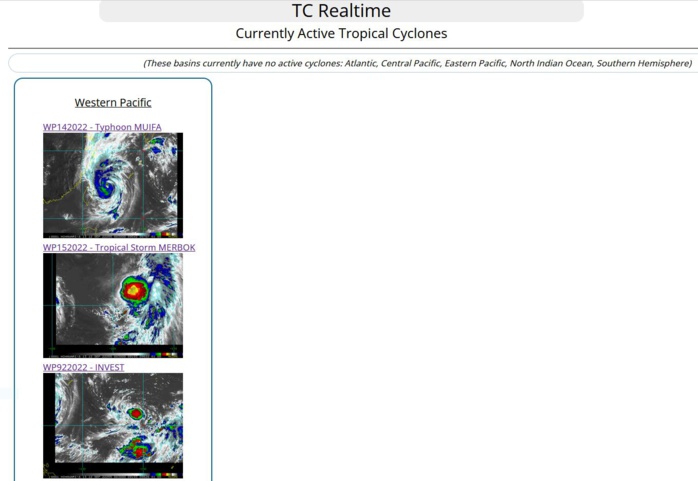 Typhoon 14W(MUIFA) slowly approaching China//TS 15W(MERBOK): to peak at CAT 2 by 72h//Invest 92W: TCFA// 1209utc