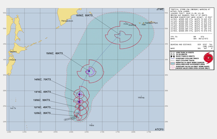 FORECAST REASONING. SIGNIFICANT FORECAST CHANGES: THERE ARE NO SIGNIFICANT CHANGES TO THE FORECAST FROM THE PREVIOUS WARNING. FORECAST DISCUSSION: A MIDLATITUDE SHORTWAVE TROUGH EXITING CHINA VIA THE YELLOW SEA HAS WEAKENED THE STEERING STR AND ALLOWED THE SYSTEM TO TRACK MORE NORTHWARD. BEHIND THE TROUGH, A SECONDARY STR TO THE NORTHWEST IS COMPETING FOR STEERING CAUSING THE SLOW STORM MOTION. AFTER TAU 24, THE STR TO THE NORTHEAST WILL BUILD ANEW AND REGAIN FULL STEERING AND ACCELERATE TY 14W NORTH-NORTHWESTWARD. THE MARGINAL ENVIRONMENT WILL VERY SLOWLY WEAKEN THE SYSTEM DOWN TO 70KTS BY TAU 48. AFTERWARD, COOLING SST IN THE EAST CHINA SEA, INCREASING VWS, AND LANDFALL INTO NORTHEAST CHINA VIA SHANGHAI WILL RAPIDLY ERODE THE SYSTEM AND BY TAU 120 WILL DISSIPATE OVER THE SHANDONG BANDAO PENINSULA. FORECAST REASONING. SIGNIFICANT FORECAST CHANGES: THERE ARE NO SIGNIFICANT CHANGES TO THE FORECAST FROM THE PREVIOUS WARNING. FORECAST DISCUSSION: A MIDLATITUDE SHORTWAVE TROUGH EXITING CHINA VIA THE YELLOW SEA HAS WEAKENED THE STEERING STR AND ALLOWED THE SYSTEM TO TRACK MORE NORTHWARD. BEHIND THE TROUGH, A SECONDARY STR TO THE NORTHWEST IS COMPETING FOR STEERING CAUSING THE SLOW STORM MOTION. AFTER TAU 24, THE STR TO THE NORTHEAST WILL BUILD ANEW AND REGAIN FULL STEERING AND ACCELERATE TY 14W NORTH-NORTHWESTWARD. THE MARGINAL ENVIRONMENT WILL VERY SLOWLY WEAKEN THE SYSTEM DOWN TO 70KTS BY TAU 48. AFTERWARD, COOLING SST IN THE EAST CHINA SEA, INCREASING VWS, AND LANDFALL INTO NORTHEAST CHINA VIA SHANGHAI WILL RAPIDLY ERODE THE SYSTEM AND BY TAU 120 WILL DISSIPATE OVER THE SHANDONG BANDAO PENINSULA.