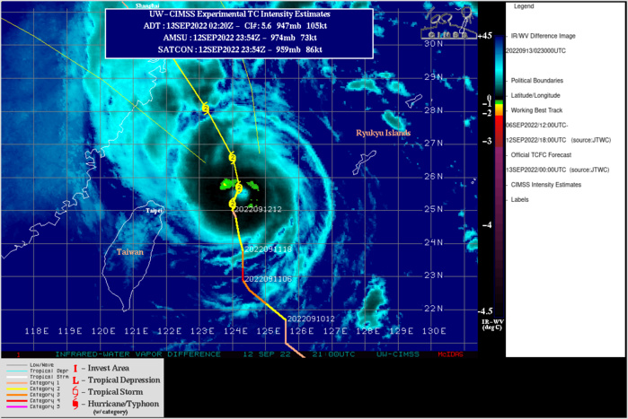 Typhoon 14W(MUIFA)still strong slowly nearing China//15W(MERBOK) to peak at CAT2 //TD 16W:marked intensification after 48h//1303utc