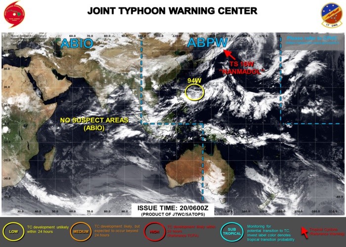 16W(NANMADOL) final warning//Invest 94W on the map//TS 14E(MADELINE)//HU 07L(FIONA): up to CAT 4 after 24h//Invest 97L//20/06utc