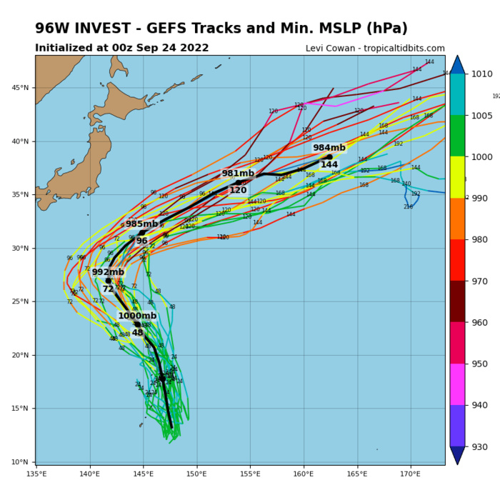 GLOBAL MODELS ARE IN RELATIVELY GOOD AGREEMENT THAT OVERALL  CONDITIONS ARE FAVORABLE FOR DEVELOPMENT WITHIN 36-48 HOURS AS THE  LOW TRACKS NORTH-NORTHWESTWARD WHILE QUICKLY INTENSIFYING.