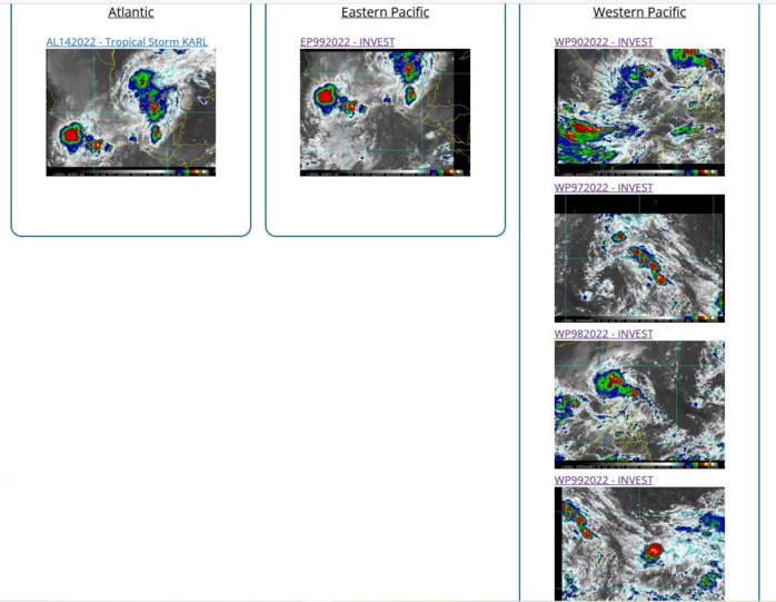 TCFA: Invest 98W & Invest 99W //Invest 97W strong intensification possible next 120h//Invest 90W developing//TS 14L(KARL)//1209utc