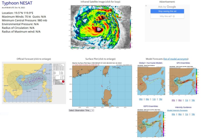 SATELLITE ANALYSIS, INITIAL POSITION AND INTENSITY DISCUSSION: HAVING CLEARED THE CAPE BOJEADOR AND MOVED INTO OPEN WATERS, TY NESAT HAS RAPIDLY INTENSIFIED, INCREASING FROM 50 TO 70 KNOTS IN THE PAST SIX HOURS. ANIMATED MULTISPECTRAL SATELLITE IMAGERY AND ENHANCED INFRARED (EIR) IMAGERY SHOW THAT CLOUD TOP TEMPS THAT WERE APPROACHING -80C AT 1800Z HAVE NOW WARMED TO -57C, THE EYE PRESENT EARLIER HAS BECOME CLOUD-FILLED AND THE RAPIDLY INTENSIFICATION TREND APPEARS TO HAVE BEEN ARRESTED, AT LEAST FOR NOW. MSI REVEALS THE PRESENCE OF A CURVED ARC TO THE EAST OF THE SYSTEM WHICH INDICATES THAT WHILE ENVIRONMENTAL SHEAR IS CURRENTLY NEAR 20 KNOTS, PREVIOUS DEEP CONVECTIVE ACTIVITY TO THE EAST OF THE CORE GENERATED ENOUGH OUTFLOW TO PUSH BACK AGAINST THE SHEAR AND LED TO A LOCALIZED REDUCTION IN SHEAR, ALLOWING FOR THE CONVECTIVE CONSOLIDATION AROUND THE EYE AND THE RAPID INTENSIFICATION. VORTICAL HOT TOWERS CONTINUE TO FIRE, PARTICULARLY ALONG A CONVERGENCE LINE TO THE NORTH OF THE CENTER, AS WELL AS TO THE SOUTHWEST. IF THESE CONTINUE TO TRACK UPSHEAR, THEN ANOTHER ROUND OF INTENSIFICATION IS POSSIBLE. A 160505Z AMSR2 89GHZ MICROWAVE IMAGE REVEALED A RAGGED, 45NM WIDE UPPER-LEVEL EYE FEATURE, WHILE THE 36GHZ SHOWED A WELL-DEFINED 26NM EYE FEATURE WITH SOME WESTWARD TILT WITH HEIGHT. THE INITIAL POSITION IS ASSESSED WITH HIGH CONFIDENCE USING THE 36GHZ MICROWAVE EYE FEATURE. THE INITIAL INTENSITY IS ALSO ASSESSED WITH HIGH CONFIDENCE, ROUGHLY IN THE MIDDLE OF THE AGENCY FIXES, SUPPORTED BY CIMSS EXPERIMENTAL ESTIMATES BETWEEN 65-72 KNOTS AND A 71 KNOT WIND IN THE 160505Z AMSR2 WINDSPEED PRODUCT. THE OVERALL ENVIRONMENT REMAINS FAVORABLE, WITH THE LOCALIZED REDUCED SHEAR, MODERATE TO STRONG POLEWARD AND EQUATORWARD OUTFLOW AND WARM SSTS. SATELLITE ANALYSIS, INITIAL POSITION AND INTENSITY DISCUSSION: HAVING CLEARED THE CAPE BOJEADOR AND MOVED INTO OPEN WATERS, TY NESAT HAS RAPIDLY INTENSIFIED, INCREASING FROM 50 TO 70 KNOTS IN THE PAST SIX HOURS. ANIMATED MULTISPECTRAL SATELLITE IMAGERY AND ENHANCED INFRARED (EIR) IMAGERY SHOW THAT CLOUD TOP TEMPS THAT WERE APPROACHING -80C AT 1800Z HAVE NOW WARMED TO -57C, THE EYE PRESENT EARLIER HAS BECOME CLOUD-FILLED AND THE RAPIDLY INTENSIFICATION TREND APPEARS TO HAVE BEEN ARRESTED, AT LEAST FOR NOW. MSI REVEALS THE PRESENCE OF A CURVED ARC TO THE EAST OF THE SYSTEM WHICH INDICATES THAT WHILE ENVIRONMENTAL SHEAR IS CURRENTLY NEAR 20 KNOTS, PREVIOUS DEEP CONVECTIVE ACTIVITY TO THE EAST OF THE CORE GENERATED ENOUGH OUTFLOW TO PUSH BACK AGAINST THE SHEAR AND LED TO A LOCALIZED REDUCTION IN SHEAR, ALLOWING FOR THE CONVECTIVE CONSOLIDATION AROUND THE EYE AND THE RAPID INTENSIFICATION. VORTICAL HOT TOWERS CONTINUE TO FIRE, PARTICULARLY ALONG A CONVERGENCE LINE TO THE NORTH OF THE CENTER, AS WELL AS TO THE SOUTHWEST. IF THESE CONTINUE TO TRACK UPSHEAR, THEN ANOTHER ROUND OF INTENSIFICATION IS POSSIBLE. A 160505Z AMSR2 89GHZ MICROWAVE IMAGE REVEALED A RAGGED, 45NM WIDE UPPER-LEVEL EYE FEATURE, WHILE THE 36GHZ SHOWED A WELL-DEFINED 26NM EYE FEATURE WITH SOME WESTWARD TILT WITH HEIGHT. THE INITIAL POSITION IS ASSESSED WITH HIGH CONFIDENCE USING THE 36GHZ MICROWAVE EYE FEATURE. THE INITIAL INTENSITY IS ALSO ASSESSED WITH HIGH CONFIDENCE, ROUGHLY IN THE MIDDLE OF THE AGENCY FIXES, SUPPORTED BY CIMSS EXPERIMENTAL ESTIMATES BETWEEN 65-72 KNOTS AND A 71 KNOT WIND IN THE 160505Z AMSR2 WINDSPEED PRODUCT. THE OVERALL ENVIRONMENT REMAINS FAVORABLE, WITH THE LOCALIZED REDUCED SHEAR, MODERATE TO STRONG POLEWARD AND EQUATORWARD OUTFLOW AND WARM SSTS.