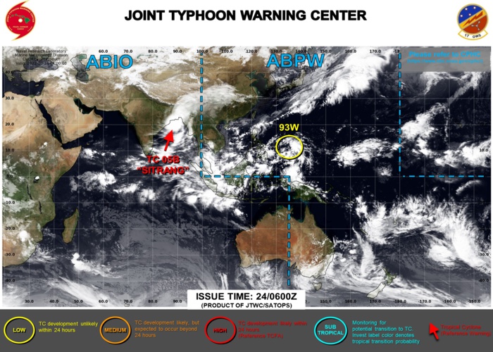 JTWC IS ISSUING 6HOURLY WARNINGS AND 3HOURLY SATELLITE BULLETINS ON 05B(SITRANG). 3HOURLY SATELLITE BULLETINS WERE DISCONTINUED AT 23/1740UTC ON THE REMNANTS OF 25W.