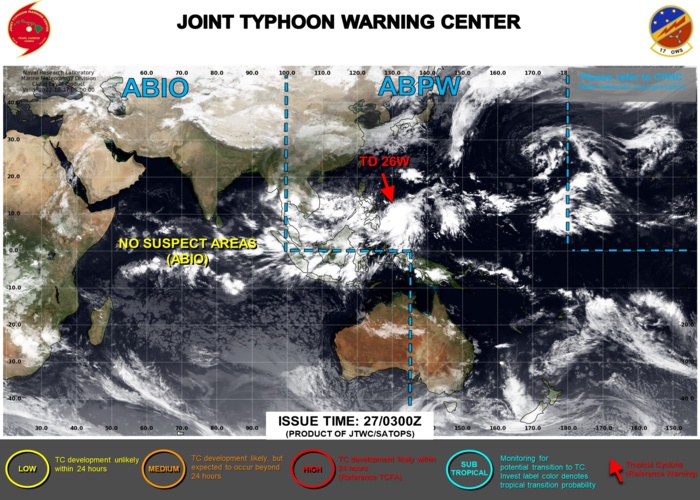 JTWC IS ISSUING 6HOURLY WARNINGS AND 3HOURLY SATELLITE BULLETINS ON 26W.
