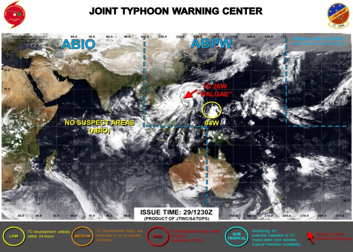 JTWC IS ISSUING 6HOURLY WARNINGS AND 3HOURLY SATELLITE BULLETINS ON 26W(NALGAE) AND 3HOURLY SATELLITE BULLETINS ON INVEST 94W.