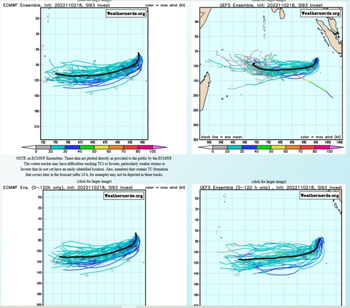 GLOBAL MODELS ARE IN  AGREEMENT THAT THE SYSTEM WILL TRACK SOUTH-SOUTHWESTWARD OVER THE NEXT  24-48 HOURS. INTENSITY GUIDANCE IS MORE MIXED, WITH THE MAJORITY OF  GUIDANCE INCLUDING GFS, BEING UNEXCITED ABOUT THE SYSTEM AND SHOWING  LITTLE IN THE WAY OF DEVELOPMENT. THE ECMWF ON THE OTHER HAND SHOWS A  BRIEF WINDOW OF INTENSIFICATION WITHIN THE NEXT 24-36 HOURS, REACHING  MINIMAL TROPICAL STORM STRENGTH BEFORE RAPIDLY WEAKENING.