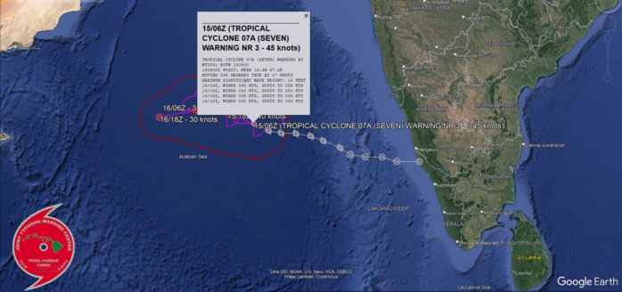 FORECAST REASONING.  SIGNIFICANT FORECAST CHANGES: THE INITIAL INTENSITY HAS BEEN INCREASED BY 10 KNOTS AND THE FORECAST HAS BEEN LENGTHENED BY 12 HOURS.   FORECAST DISCUSSION: AS MENTIONED ABOVE, THE INITIAL INTENSITY HAS BEEN SET AT 45 KNOTS, UP 10 KNOTS FROM THE 150000Z FORECAST. HOWEVER, THIS IS NOT REFLECTIVE OF AN INTENSIFICATION BUT RATHER AN ADJUSTMENT IN THE PEAK INTENSITY FROM 24 HOURS AGO. THE ADJUSTED INTENSITY TREND IS FLAT OVER THE PREVIOUS 12 HOURS. THE TRACK HAS SHIFTED TO A BIT MORE OF A NORTHWESTWARD TRAJECTORY OVER THE PAST SIX HOURS, AS THE SYSTEM IS A BIT STRONGER AND THUS BEING STEERED BY A DEEPER LAYER OF THE DEEP STR TO THE EAST, THE PERIPHERY OF WHICH IS ORIENTED A BIT MORE SOUTHEAST TO NORTHWEST. HENCE, THE SYSTEM IS FORECAST TO CONTINUE ON A GENERALLY WEST-NORTHWEST PATH FOR THE NEXT 12 HOURS. THE RIDGE IS ANTICIPATED TO BUILD IN TO THE WEST, TO THE NORTH OF TC 07A, WHICH WILL RESULT IN A MORE WESTWARD TRACK THROUGH TAU 24. THEN AS TC 07A WEAKENS, IT WILL TURN ONTO A MORE SOUTHWESTWARD TRACK THROUGH THE END OF THE FORECAST. THE SYSTEM HAS PEAKED IN INTENSITY SOME TIME AGO AND SHOULD NOW START TO WEAKEN, AS ALREADY SEEN IN THE RAPID EROSION OF THE CDO OVER THE PAST COUPLE OF HOURS. SHEAR IS EXPECTED TO INCREASE A BIT OVER THE NEXT 12 HOURS, BUT THE REAL KILLER WILL BE THE MASS OF DRY AIR CURRENTLY LURKING OUT TO THE WEST IN THE STRONG NORTHEASTERLY FLOW. ONCE THE TC BEGINS TO INTERACT WITH THIS DRY AIR OVER THE NEXT 12 HOURS, IT WILL QUICKLY BECOME SMOTHERED IN AN AIR MASS NON-CONDUCIVE TO TROPICAL CYCLONE DEVELOPMENT, AND RAPIDLY WEAKEN, WITH DISSIPATION BELOW WARNING CRITERIA EXPECTED NO LATER THAN TAU 36.