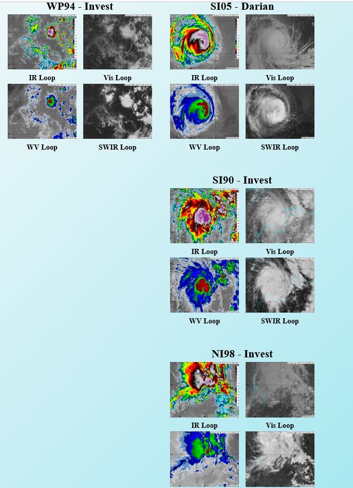 CAT 4 TC 05S(DARIAN): gradual weakening likely next 48h//Invest 90S: TCFA//Invest 98B//Invest 94W//GTHO maps up to 3weeks//2206utc 