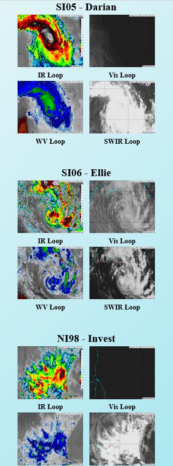 TC 05S(DARIAN) reached Super Typhoon intensity once again//TC 06S(ELLIE) rapidly made landfall//Invest 98B// 2406utc