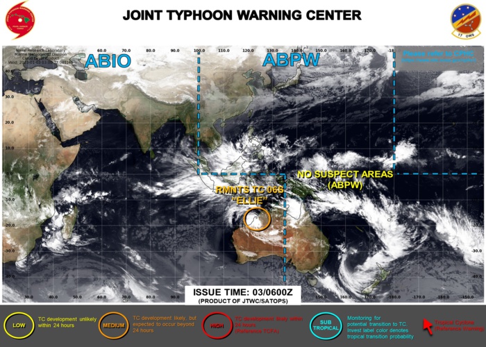Rain-bearing over-land remnants of 06S(ELLIE): up-graded// Invest92P// 0309utc
