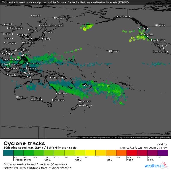 Invest 93P//Invest 94P//06S(ELLIE) over-land remnants//Invest 96W// GTHO maps up to 3 weeks//10 day Ecmwf storm tracks//0615utc