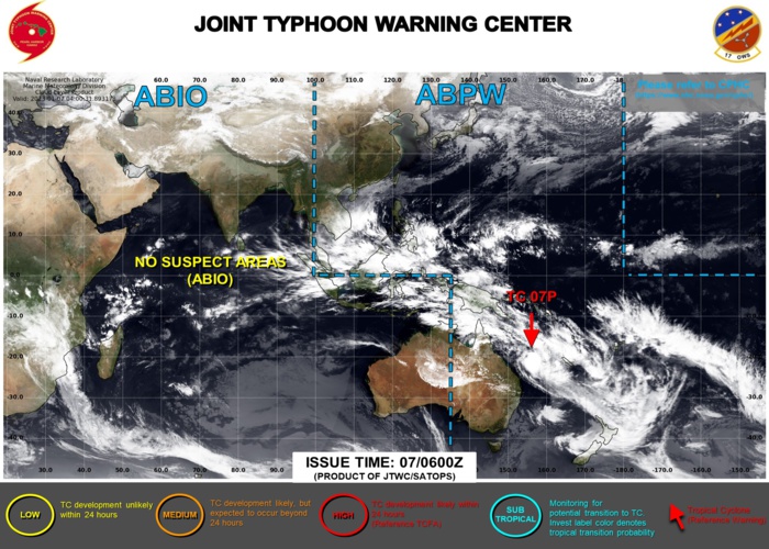 JTWC IS ISSUING 6HOURLY WARNINGS AND 3HOURLY SATELLITE BULLETINS ON TC 07P.