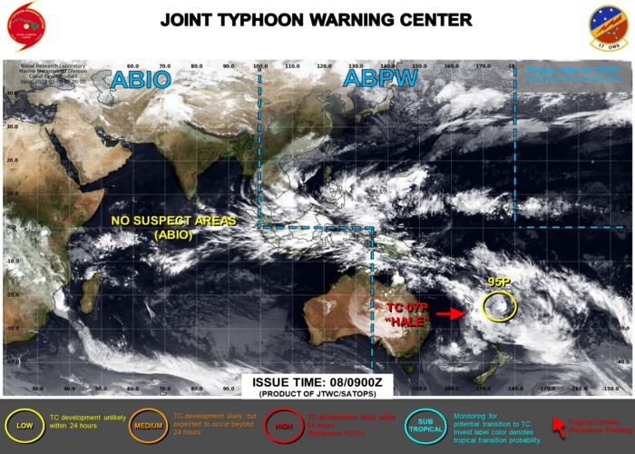 JTWC IS ISSUING 3HOURLY SATELLITE BULLETINS ON TC 07P(HALE) AND INVEST 95P.
