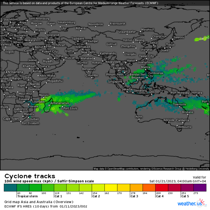 Invest 97W//Invest 96S// 3 week GTHO maps// 10 day ECMWF storm tracks// 1106utc