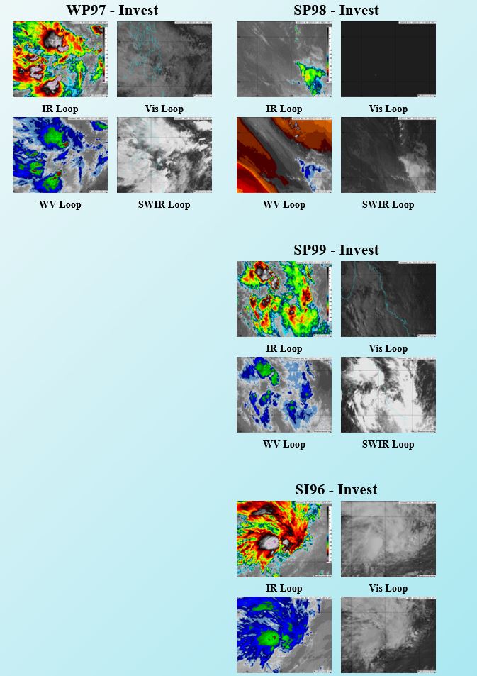 Invest 97W//Invest 96S and Invest 90S//Invest 99P and Invest 98P// 10 day ECMWF storm tracks// 1406utc, 1930utc update