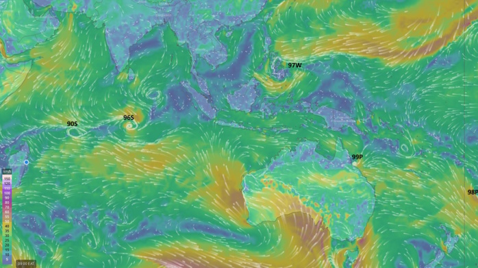 Invest 97W//Invest 96S and Invest 90S//Invest 99P and Invest 98P// 10 day ECMWF storm tracks// 1406utc, 1930utc update