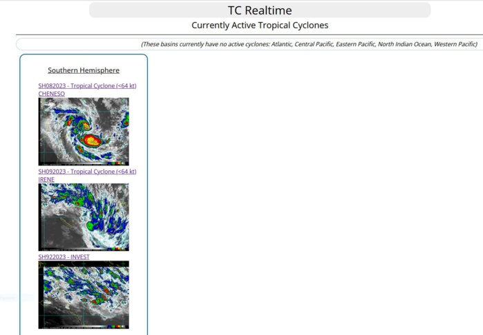 TC 08S(CHENESO): just below Typhoon intensity,forecast landfall near Sambava//TC 09P(IRENE) peaked// Invest 92P: TCFA// 1903utc