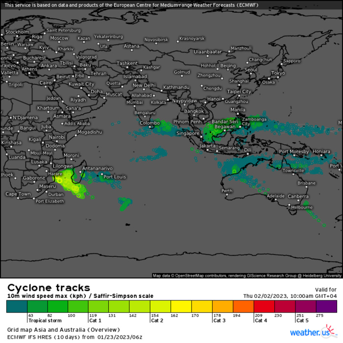 Remnants of TC 08S: Tropical Cyclone Formation Alert// TC 10P subtropical// Invest 93P//10 day ECMWF Storm Tracks//23/15utc