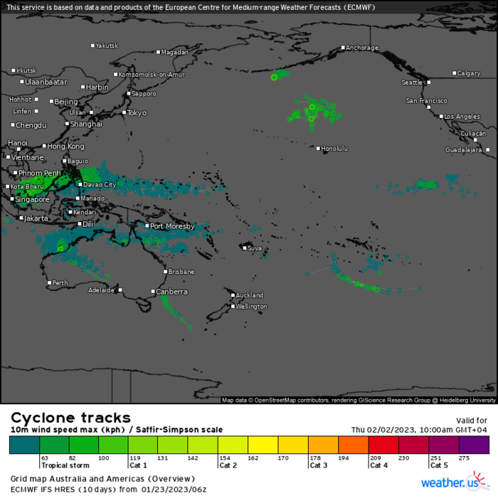 Remnants of TC 08S: Tropical Cyclone Formation Alert// TC 10P subtropical// Invest 93P//10 day ECMWF Storm Tracks//23/15utc