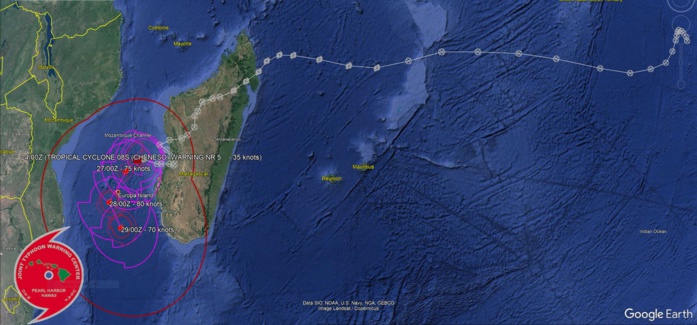 FORECAST REASONING.  SIGNIFICANT FORECAST CHANGES: THIS IS THE FIRST PROGNOSTIC REASONING MESSAGE FOLLOWING THE RESUMPTION OF WARNINGS AND RE-ESTABLISHES THE FORECAST PHILOSOPHY.  FORECAST DISCUSSION: TC 08S WILL CHURN OVER THE CHANNEL FOR THE  NEXT 48 HOURS THEN BEGIN A POLEWARD TRACK TO THE SOUTHWEST AS THE SUBTROPICAL RIDGE WEAKENS AND TRACKS DOWNSTREAM. ALTHOUGH THE SYSTEM WILL REMAIN IN A NEARLY IDEAL ENVIRONMENT FOR THE FIRST 48 HOURS THE SLOW STORM MOTION WILL GENERATE UPWELLING THAT WILL BE AN IMPEDIMENT TO EXPLOSIVE DEVELOPMENT. PEAK INTENSITY WILL OCCUR NEAR TAU 96 AS THE SYSTEM APPROACHES THE 24TH LATITUDE AND BEGINS A BEND TO THE SOUTHEAST.  ENHANCED POLEWARD OUTLOW WILL INITIALLY GIVE THE SYSTEM A BOOST AS IT INTERACTS WITH THE MID-LATITUDE WESTERLIES.  ONCE THE SYSTEM MAKES THE TURN, HOWEVER, IT WILL ENCOUNTER INCREASING SHEAR AS IT BEGINS THE EXTRA-TROPICAL TRANSITION PROCESS.