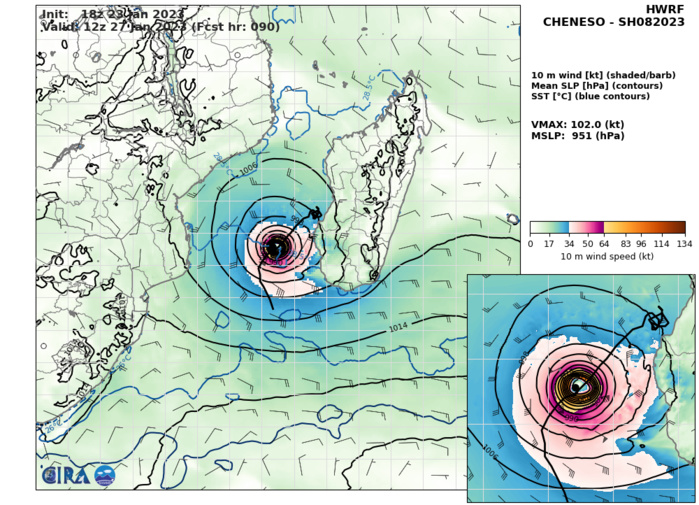 TC 08S(CHENESO) forecast to reach Typhoon intensity by 36h over the warm MOZ Channel//2403utc
