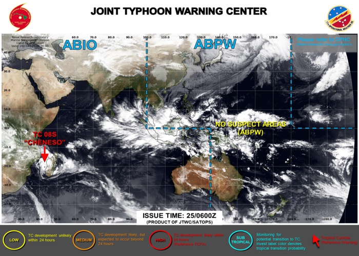 JTWC IS ISSUING 12HOURLY WARNINGS AND 3HOURLY SATELLITE BULLETINS ON TC 08S(CHENESO). JTWC IS ISSUING 12HOURLY WARNINGS AND 3HOURLY SATELLITE BULLETINS ON TC 08S(CHENESO).