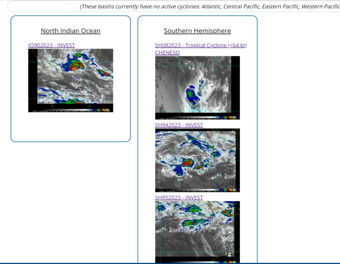 TC 08S(CHENESO) estimated peak intensity was 85knots/CAT 2 US//Invest 90B//Invest 94S//Invest 95S// 3003utc, 06utc update