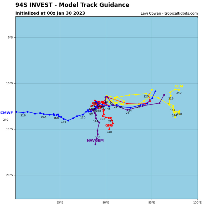 ALTHOUGH BOTH DETERMINISTIC AND ENSEMBLE MODEL RUNS ARE NOT SHOWING SIGNS OF TROPICAL CYCLONE DEVELOPMENT, AN AMPLIFIED MADDEN-JULIAN OSCILLATION (MJO) EVENT OVER THE EASTERN INDIAN OCEAN IS PRESENT AND CONTRIBUTING TO INSTABILITY OVER THE AREA. THAT ALONG WITH SLIGHT UPPER-LEVEL DIFFLUENT FLOW OVER THE SOUTHERN INDIAN OCEAN WARRANTS A CLOSE EYE TO MONITOR THIS DISTURBANCE. ALTHOUGH BOTH DETERMINISTIC AND ENSEMBLE MODEL RUNS ARE NOT SHOWING SIGNS OF TROPICAL CYCLONE DEVELOPMENT, AN AMPLIFIED MADDEN-JULIAN OSCILLATION (MJO) EVENT OVER THE EASTERN INDIAN OCEAN IS PRESENT AND CONTRIBUTING TO INSTABILITY OVER THE AREA. THAT ALONG WITH SLIGHT UPPER-LEVEL DIFFLUENT FLOW OVER THE SOUTHERN INDIAN OCEAN WARRANTS A CLOSE EYE TO MONITOR THIS DISTURBANCE.