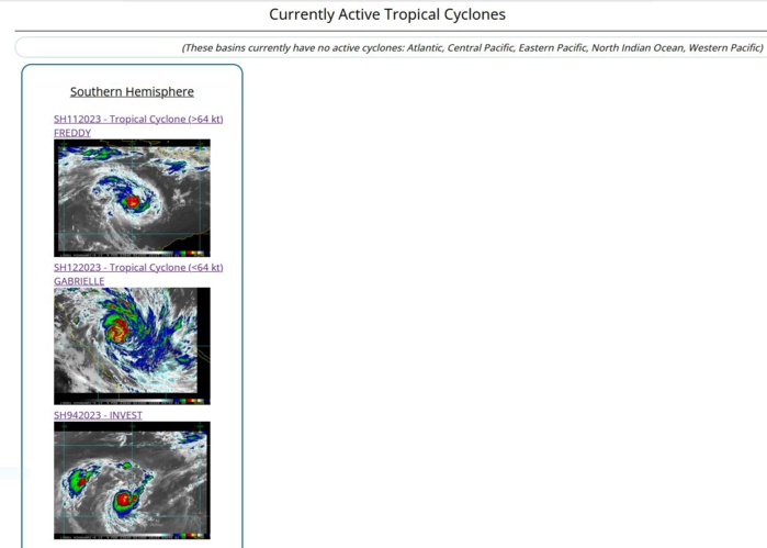 TC 11S(FREDDY) set to re-intensify after 36h//TC 12P(GABRIELLE) intensifying and peaking by 36h//Invest 94S: TC Formation Alert//0903utc TC 11S(FREDDY) set to re-intensify after 36h//TC 12P(GABRIELLE) intensifying and peaking by 36h//Invest 94S: TC Formation Alert//0903utc