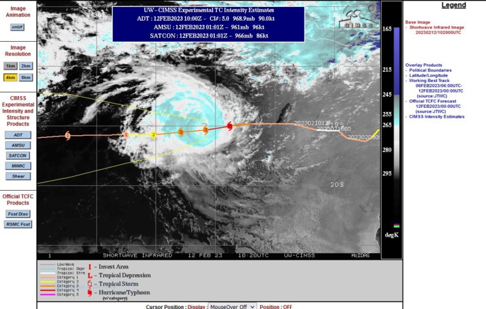 FORECAST REASONING.  SIGNIFICANT FORECAST CHANGES: THERE ARE NO SIGNIFICANT CHANGES TO THE FORECAST FROM THE PREVIOUS WARNING.  FORECAST DISCUSSION: TC FREDDY WILL CONTINUE ON A GENERALLY WESTWARD  TO WEST-SOUTHWESTWARD TRACK UNDER THE STEERING STR. THE ENVIRONMENT  WILL BECOME LESS FAVORABLE WITH THE INCURSION OF DRY AIR IN THE MID- LEVELS CAUSING A GRADUAL WEAKENING TO 75KTS BY TAU 48. AFTERWARD, THE  DIMINISHING DRY AIR AND INCREASING POLEWARD OUTFLOW WILL FUEL ANOTHER  RE-INTENSIFICATION PHASE, ALBEIT MORE GRADUAL, TO 90KTS BY TAU 120.