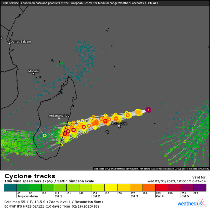 TC 11S(FREDDY) peaked at CAT 5 US again now CAT 4 tracking North of Mauritius and Réunion islands//Invest 99W//Invest 93S//2003utc