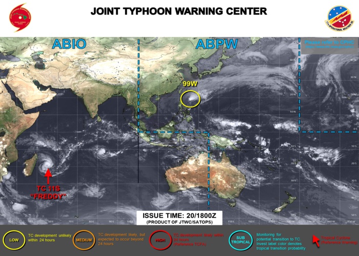 JTWC IS ISSUING 12HOURLY WARNINGS AND 3HOURLY SATELLITE BULLETINS ON TC 11S(FREDDY). JTWC IS ISSUING 12HOURLY WARNINGS AND 3HOURLY SATELLITE BULLETINS ON TC 11S(FREDDY).