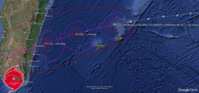 TC 11S(FREDDY)set to make landfall near Mananjary/MADAGASCAR shortly after 24h as a strong CAT3 US//Invest 99W//Invest 93S// 2015utc