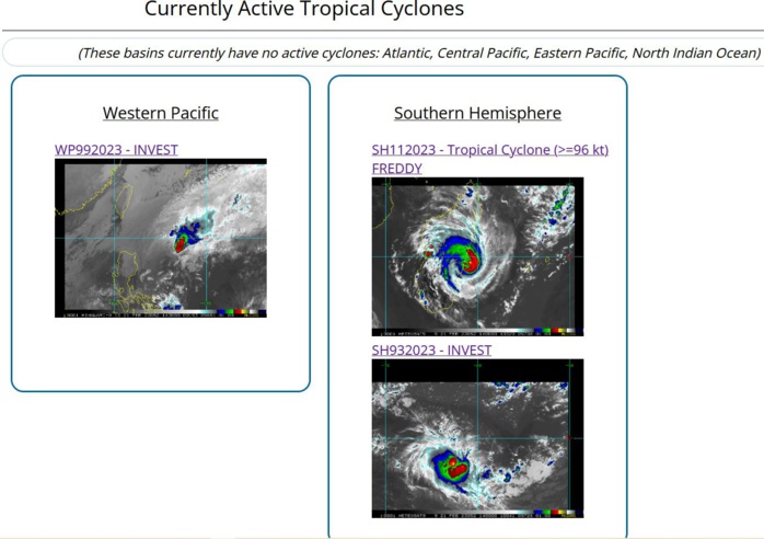 CAT 3 US TC 11S(FREDDY) striking Mananjary/MADAGASCAR final landfall over Southern MOZ//Invest 93S//3 week GTHO maps//2115utc