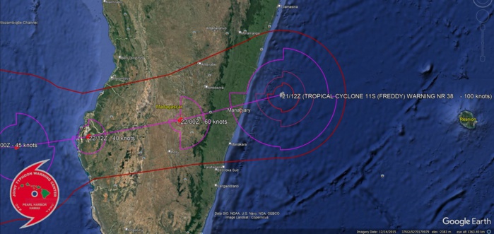 CAT 3 US TC 11S(FREDDY) striking Mananjary/MADAGASCAR final landfall over Southern MOZ//Invest 93S//3 week GTHO maps//2115utc