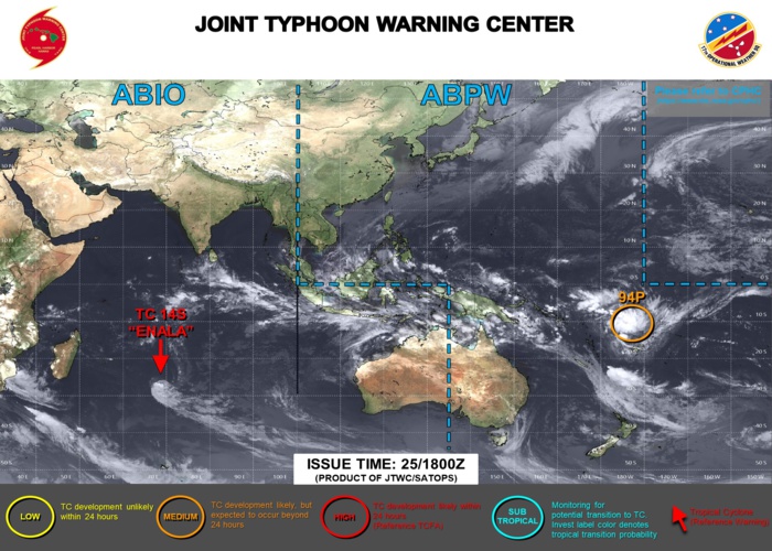 JTWC IS ISSUING 12HOURLY WARNINGS AND 3HOURLY SATELLITE BULLETINS ON TC 14S(ENALA) AND 3HOURLY SATELLITE BULLETINS ON OVER-LAND REMNANTS OF TC 11S(FREDDY). JTWC IS ISSUING 12HOURLY WARNINGS AND 3HOURLY SATELLITE BULLETINS ON TC 14S(ENALA) AND 3HOURLY SATELLITE BULLETINS ON OVER-LAND REMNANTS OF TC 11S(FREDDY).