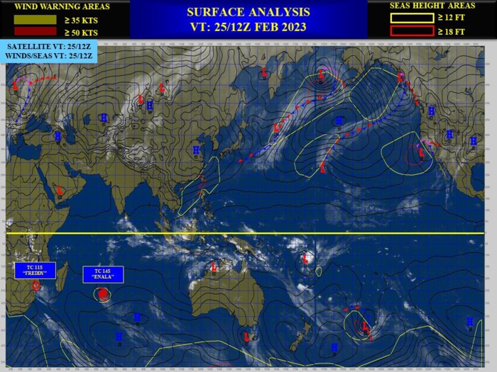 TC 14S(ENALA) gradually weakening next 48h//Over-land remnants of CAT 5 11S(FREDDY)//Invest 94P set to intensify//2515utc