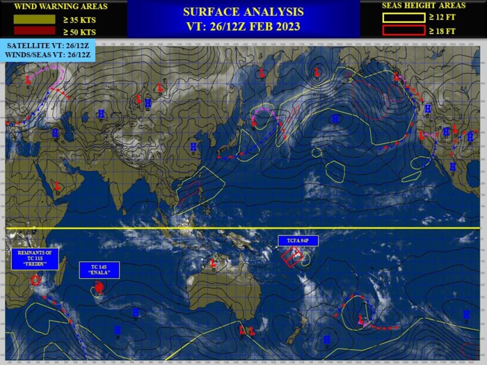 TC 14S(ENALA) weakening//Invest 94P set to intensify next 48h//11S(FREDDY) over-land remnants still alive// 2612utc