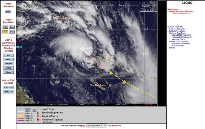 FORECAST REASONING.  SIGNIFICANT FORECAST CHANGES: THERE ARE NO SIGNIFICANT CHANGES TO THE FORECAST FROM THE PREVIOUS WARNING.  FORECAST DISCUSSION: TC 16P (KEVIN) IS FORECAST TO MIMIC THE TRACK OF TC 15P (JUDY). AS THE SYSTEM CONTINUES TO TRANSITION ITS STEERING INFLUENCE TO THE STR TO THE EAST-SOUTHEAST IT WILL CONTINUE TRACKING GENERALLY SOUTHEASTWARD OVER THE NEXT 48 HOURS. DURING THIS TIME, THE SYSTEM WILL BE IN A FAVORABLE ENVIRONMENT CHARACTERIZED BY WARM SEA SURFACE TEMPERATURES AND VIGOROUS OUTFLOW ALOFT NEGLIGIBLY AFFECTED BY MODERATE VERTICAL WINDS SHEAR. THESE FACTORS ARE FORECAST TO STRENGTHEN 16P TO 95 KTS AND LIKELY HIGHER, EVENTUALLY PEAKING NEAR TAU 60. AS 16P CONTINUES POLEWARD OF THE STR NEAR TAU 72, VERTICAL WIND SHEAR BEGINS TO CLIMB, DRY AIR ENTRAINMENT INCREASES AND THE SYSTEM PASSES SOUTH OF THE 26 C ISOTHERM, THESE FACTORS HERALD THE START OF SUB-TROPICAL TRANSITION (STT). OVER THE FOLLOWING 24 HOURS, THESE FACTORS CONTINUE TO INCREASE AND THE SYSTEM WILL CONTINUE TO WEAKEN THROUGH TAU 96 AFTER WHICH TC 16P IS FORECAST TO BE FULLY SUB-TROPICAL. FORECAST REASONING.  SIGNIFICANT FORECAST CHANGES: THERE ARE NO SIGNIFICANT CHANGES TO THE FORECAST FROM THE PREVIOUS WARNING.  FORECAST DISCUSSION: TC 16P (KEVIN) IS FORECAST TO MIMIC THE TRACK OF TC 15P (JUDY). AS THE SYSTEM CONTINUES TO TRANSITION ITS STEERING INFLUENCE TO THE STR TO THE EAST-SOUTHEAST IT WILL CONTINUE TRACKING GENERALLY SOUTHEASTWARD OVER THE NEXT 48 HOURS. DURING THIS TIME, THE SYSTEM WILL BE IN A FAVORABLE ENVIRONMENT CHARACTERIZED BY WARM SEA SURFACE TEMPERATURES AND VIGOROUS OUTFLOW ALOFT NEGLIGIBLY AFFECTED BY MODERATE VERTICAL WINDS SHEAR. THESE FACTORS ARE FORECAST TO STRENGTHEN 16P TO 95 KTS AND LIKELY HIGHER, EVENTUALLY PEAKING NEAR TAU 60. AS 16P CONTINUES POLEWARD OF THE STR NEAR TAU 72, VERTICAL WIND SHEAR BEGINS TO CLIMB, DRY AIR ENTRAINMENT INCREASES AND THE SYSTEM PASSES SOUTH OF THE 26 C ISOTHERM, THESE FACTORS HERALD THE START OF SUB-TROPICAL TRANSITION (STT). OVER THE FOLLOWING 24 HOURS, THESE FACTORS CONTINUE TO INCREASE AND THE SYSTEM WILL CONTINUE TO WEAKEN THROUGH TAU 96 AFTER WHICH TC 16P IS FORECAST TO BE FULLY SUB-TROPICAL.
